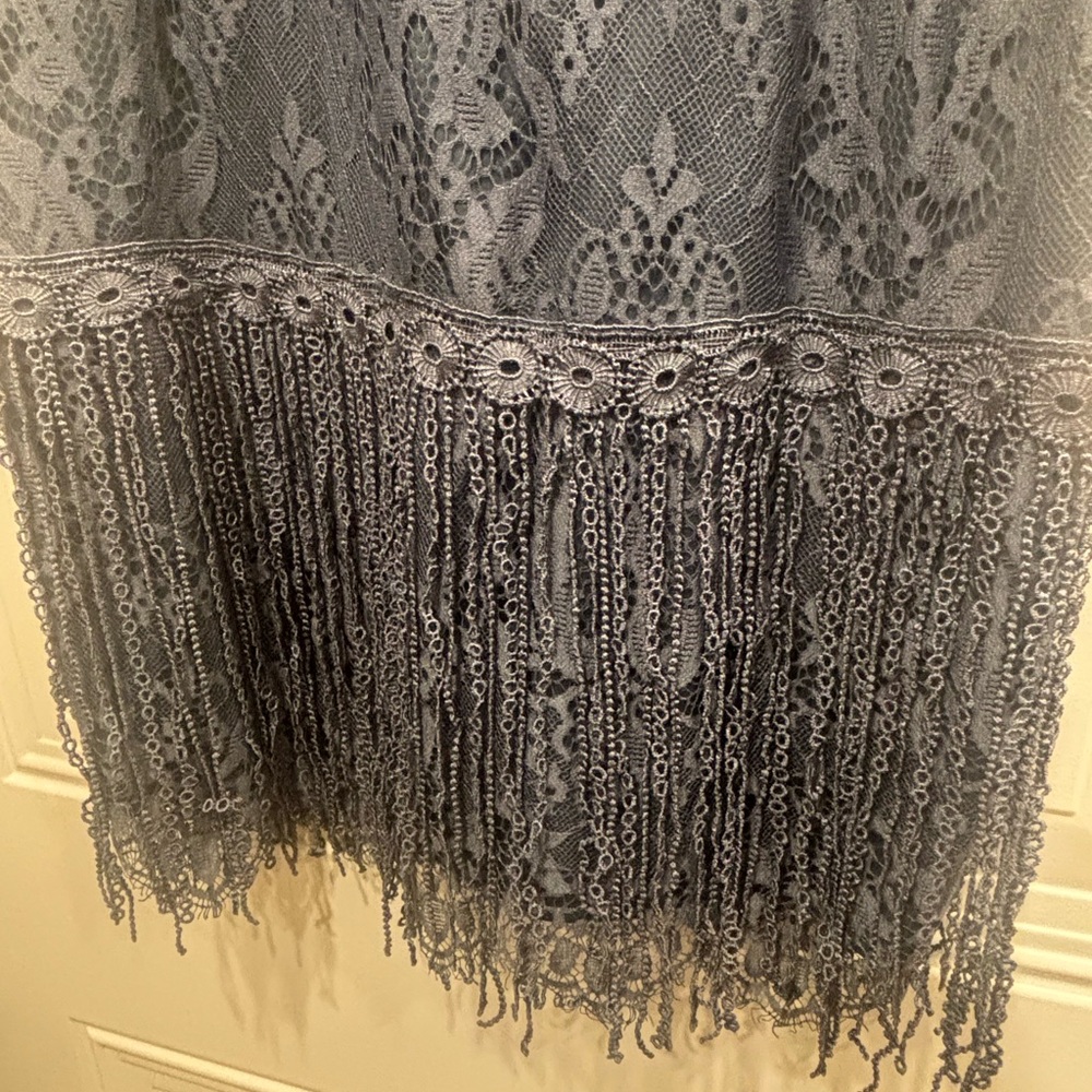 Elegant Lace Fringe Dress in Blue - Picture 5 of 14